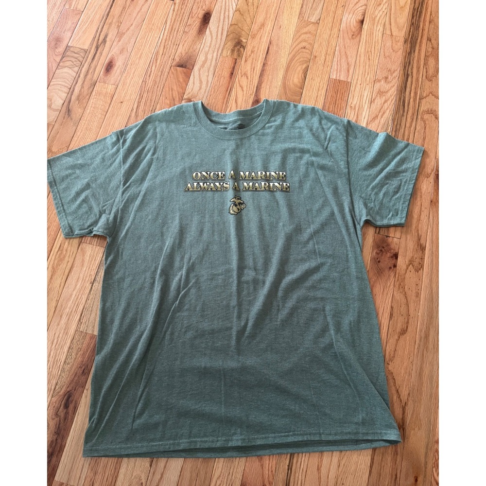 Frontline USMC Once A Marine Always A Marine T-Shirt Green XL US Marines Flag